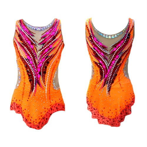 Купальник для худож. Гимнастики р.32 рост 128-134 артикул 10607 оранжевый