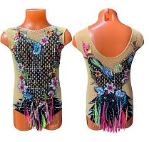 Купальник для худож. гимнастики р.34 рост 134-140 артикул 8918  кружева  