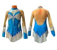 Платье для фигурн.катания р.38 рост 146-152 артикул 10619 Голубое с серебристым 