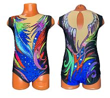 Купальник для выступлений р.34 рост 134-140 артикул 10257 черный с узором