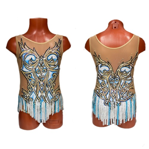 Купальник для худож. Гимнастики р.30 рост 122-128 артикул 10472 Бело-голубо-золотой. Купальник для худож. Гимнастики р.30 рост 122-128 артикул 10472 Бело-голубо-золотой.