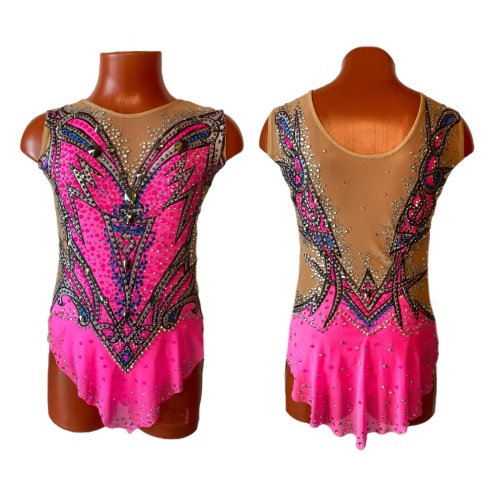 Купальник для худож. Гимнастики р.36 рост 140-146 артикул 10605 Фуксия с голубым