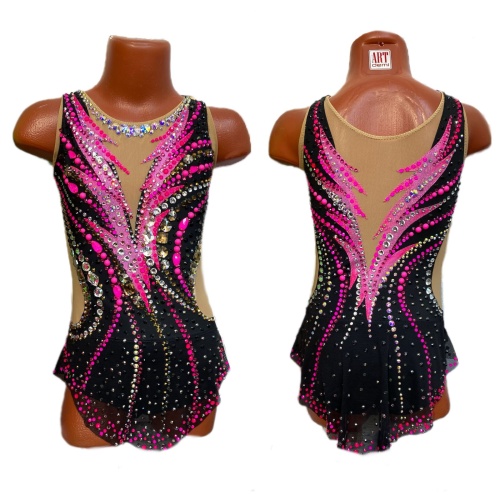 Купальник для худож. Гимнастики р.32 рост 128-134 артикул 10617 Черный с неоновым розовым Купальник для худож. Гимнастики р.32 рост 128-134 артикул 10617 Черный с неоновым розовым