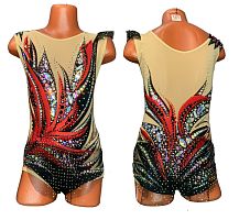 Купальник для худож. Гимнастики р.30 рост 122-128 артикул 10165 черный с красным