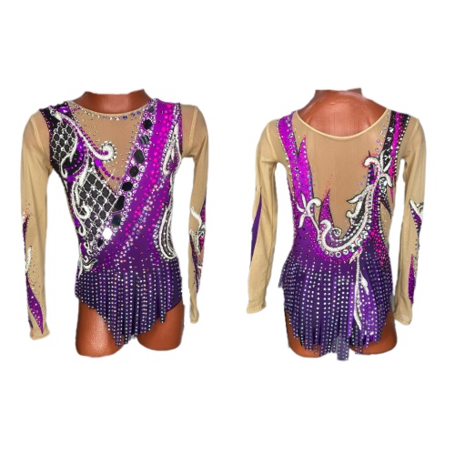 Купальник для худож. Гимнастики р.28 рост 116-122 артикул 10218 сиреневый с кружевом Купальник для худож. Гимнастики р.28 рост 116-122 артикул 10218 сиреневый с кружевом