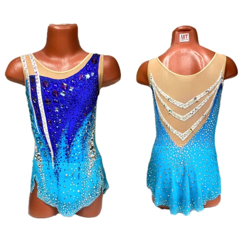 Купальник для худож. Гимнастики р.30 рост 122-128 артикул 10450 Голубой с синим