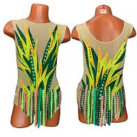 Купальник для худож. Гимнастики р.26 рост 110-116 артикул 10251 зеленый с желтым 