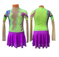 Платье для фигурн.катания р.36 рост 140-146 артикул 10435 лимонно сиреневое 